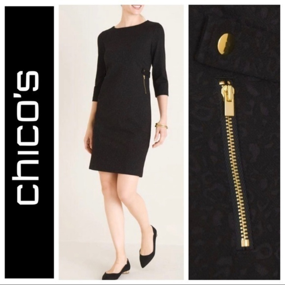 NWT Chico’s Ponte Jacquard Sheath Stretchy Dress